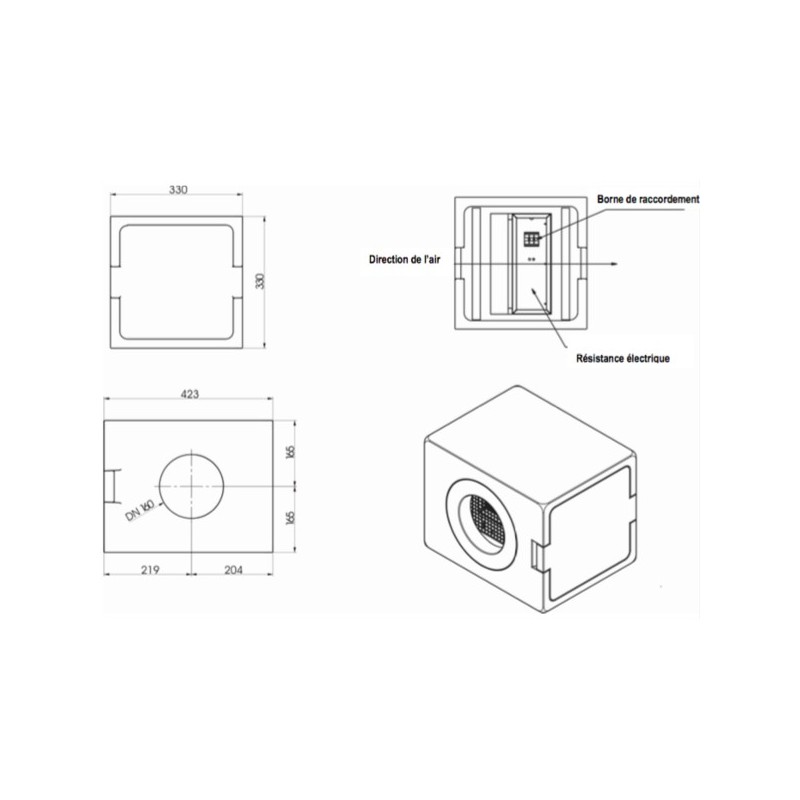 Batterie à eau chaude pour le chauffage Post KWL HB 250 WW