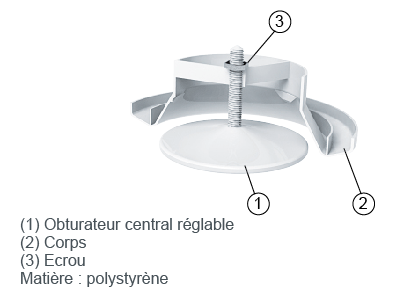 Bouche réglable métallique d'extraction Ø 80, 100, 125, 160 ou 200 mm  (MTVA) [- Bouches